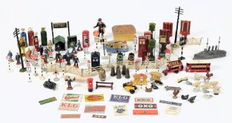 Hornby, Meccano and others, a quantity of trackside figures,