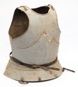 A reproduction painted steel cuirass: of plain design with matching backplate.