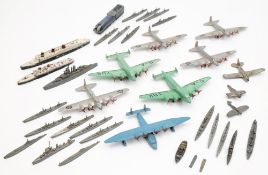 A collection Dinky planes together with various diecast boats:, including a Flying Boat,