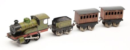 Hornby an early M3 0-4-0 locomotive and tender, No 1452: in GNR green livery,