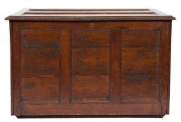 A 19th Century oak silversmith's / jewelers trunk:, of panelled construction,