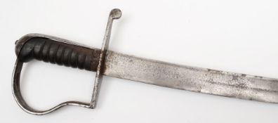 A British cavalry pattern hilted Tulwar:, single edged curved blade with cavalry pattern hilt,