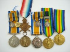 A collection of WWI medals:, three Victory Medals, two War Medals, 1914-18 Star and four miniatures,