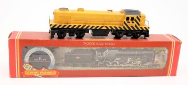 A Hornby BR Class 9F 2-10-0 locomotive No 92200 with six wheel tender in BR black livery (boxed)