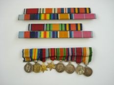 A WWI miniature group of eight and two medal ribbons:.