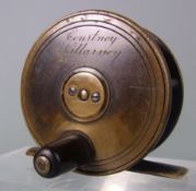 Courtney, Killarney, a late 19th Century Irish all brass 2 1/4ins fishing winch: with solid plates,