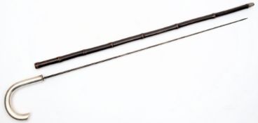 A continental silver hilted sword stick:,