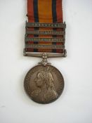 A Queen's South Africa medal with ghost dates and four bars '3723 Pte H Osborne 1/Rl Dgs':.