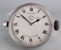 A Jaeger eight day dashboard timepiece: with 8cm. silvered Roman dial signed Jaeger, Paris.