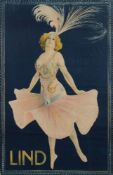 An early 20th century poster for the Swedish Female impersonator John Lind (1877-1940):,