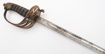 A Victorian Officers standard pattern dress sword:, the acid etched blade with traces of decoration,