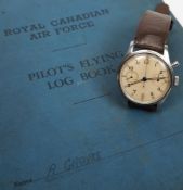 A WWII period Air Ministry issue stainless steel Lemania Fleet Air Arm Pilot's chronograph