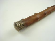 A white metal mounted walking cane presented by Ricciotti Garibaldi to Robert H Borwick,