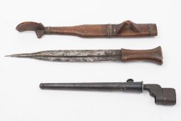 A Sudanese dagger together with a British WWII bayonet:. the former with 25.5cm.