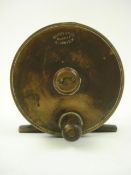 A Hardy Brothers 3 1/2 inch brass four bar reel:, stamped to one side as per title,