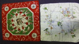 A 1950's lady's Exeter FC silk scarf:, printed with footballers,