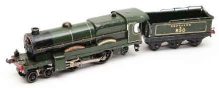 Hornby a 4-4-2 3RE locomotive No 850 'Lord Nelson' and six wheel tender: in Southern green livery