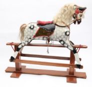A Collinson rocking horse: with open mouth, flared nostrils, horsehair mane and tail,