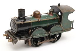 Marklin a gauge 1 , 0-4-0 clockwork locomotive: in GNR green livery, lacks tender.
