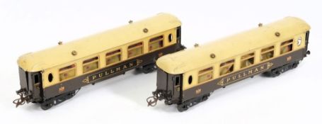 Hornby, two pullman coaches: in cream and brown livery.