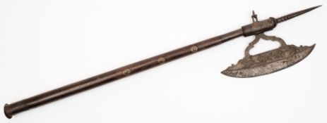 An Indo Persian steel battle axe:,