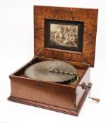 A Nicole Freres polyphon: with floral inlaid and crossbanded lid,