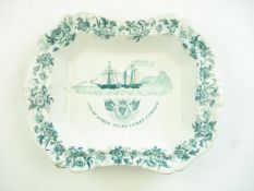 A green transfer City of Dublin Steam Packet Company vegetable dish by Cauldon:,