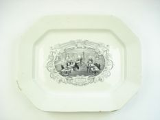 A Boston Mails octagonal ironstone meat plate with 'Saloon' decoration:,