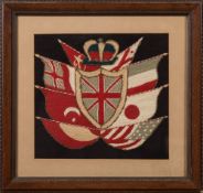 A WWI period woolwork of Allied flags:,