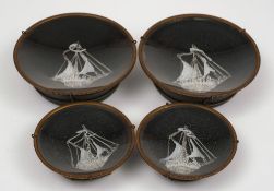 A group of four Victorian framed glass nautical themed friggers:,