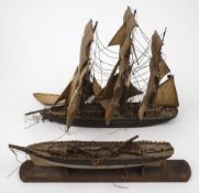 Two 19th century scratch built models of sailing vessels:,