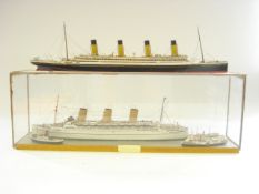 A waterline scale model of the Empress of Great Britain amongst other shipping,