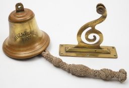 A brass ship's bell for the 'Regent Jill' 1937:, the body signed in black text as per title,