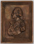 A copper and lead plaque with portrait bust of Nelson, after B Wheeler RCA.:, 10.