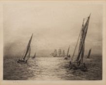 William Lionel Wyllie (1851-1931) 'Sunshine on the Solent' monochrome engraving,