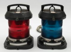 A pair of fishing lights by Aqua Signal, Bremen, Germany:, 26cm high.