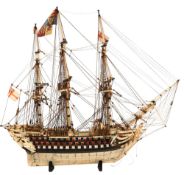 A French prisoner of war bone and horn model of a ship of the line:,