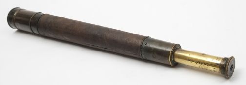 A 2 inch leather case single draw telescope by Negretti & Zambra, London:,