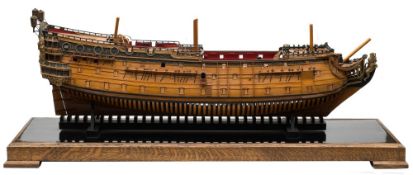 A fine Admiralty dockyard style model of a Queen Anne period ninety gun second rate ship of the