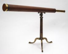 A 19th century mahogany and brass 2in library telescope:, unsigned,