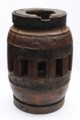 An iron bound capstan block:, of typical form, 42cm high.