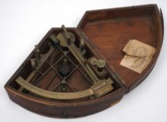 A 9 inch vernier sextant by Cox, Devonport:, brass lattice frame,