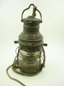 A 'Davey's Patent Improved Safety Yacht Lamp':, of cylindrical form .