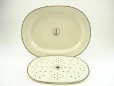 A Northern Light Houses (Northern Lighthouse Board) earthenware oval meat plate and strainer:,