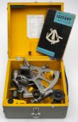 A Russian 8 inch vernier sextant:, number 'N9546', grey hammered finish frame,