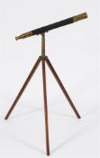 A 2 1/2 inch leather case refracting telescope by G J Wood, late Abraham & Co, Liverpool:,