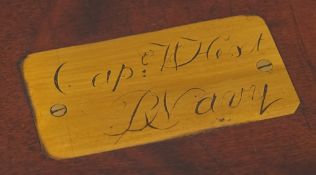 A mid 19th century mahogany and brass mounted campaign style writing slope for Capt W Hext,