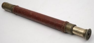 A stained rope bound single draw telescope by Ross of London:, number '29975', signed as per title,