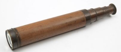 A 2 inch mahogany cased four draw telescope by Cox of Davenport:, signed.