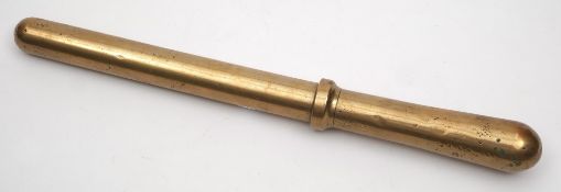 A late 19th /early 20th century brass belaying pin:, 39cm long.